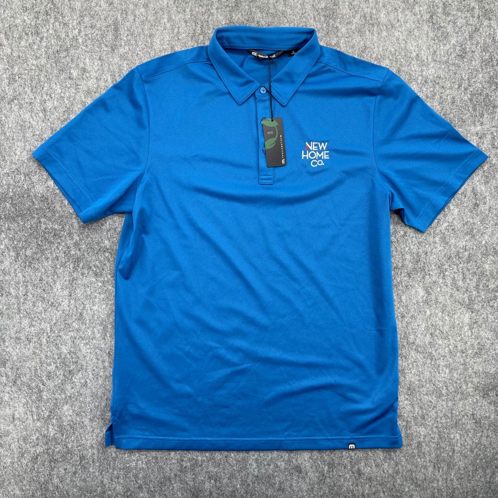 TravisMathew Polo Shirt Mens Large Blue Short Sleeve Golf Top New
